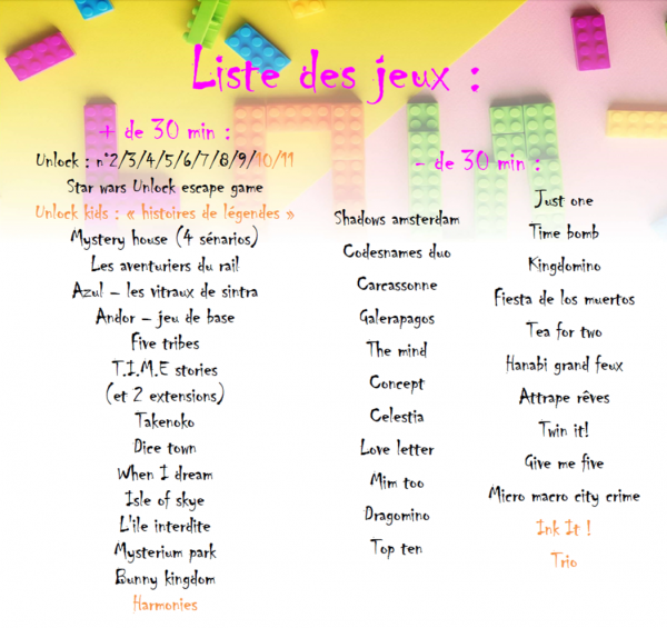 Liste des jeux